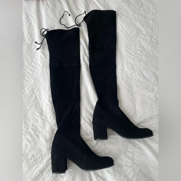 Stuart Weitzman Tieland Over The Knee OTK Boot - Black Suede - 8.5 US - Picture 2 of 16